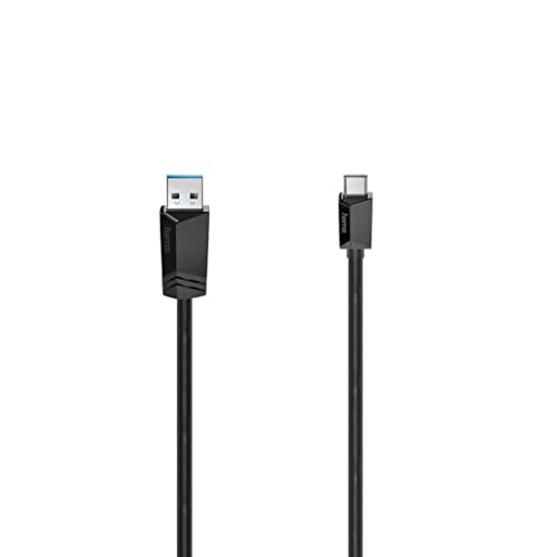 Hama USB-C Male Cable - USB-A 3.2 Gen1 (Super Speed Data/Fast Charging, 5Gbps, 0.25 m, for PC, Macbook, Tablet, Smartphone, Power Pack, Speaker, Game Controller, 10 Year Warranty) Black