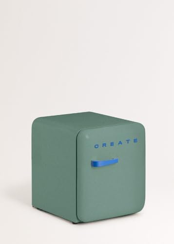Create / Retro Fridge 50 Cobalto/Frigorifero Verde Salvia Con Maniglia Blu Cobalto / 85W, Minibar, Un Ripiano, Design Retro, 50 Cm, Due Mensole, Capacità Di 48L, Basso Consumo, 50X44X49,8 Cm - 2