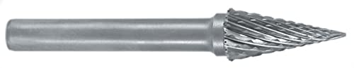 RUKO 116035 Tungsten Carbide Rotary Burr, Shape M Cone (SKM), 6 mm Diameter, 6 mm Shank Diameter, 58 mm Length
