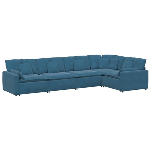 vidaXL Divano Modulare con Cuscini in Velluto Blu, Divano componibile, Divano componibile modulare, Divano Moderno, Divano componibile, Divano a L