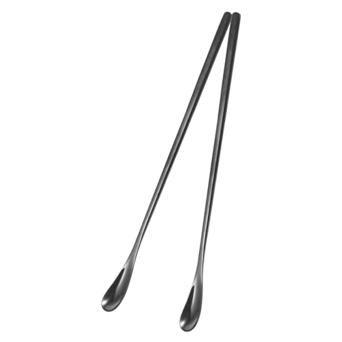 BAZEITFLOW 2個小動物用ステンレス鋼給餌スプーン 爬虫類やリザード用 食品と水の補給ツール ブラック