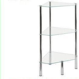 LHS Crystal Clear Glass Chrome/Steel 3 Tier Corner Unit Table