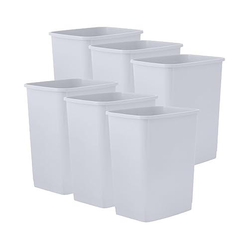 Superio Small 1.25 Gallon Plastic Trash Can, Waste Bin for Under Desk, Office, Bedroom, Bathroom- 5 Qt, (6, White Smoke)