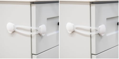 Image of Regalo 6 Pack Child Safety Cabinet Locks, No Drill Adhesive Baby Proofing Latches for Drawers, Fridge and Cabinets, Multi-Purpose 3M Straps, White