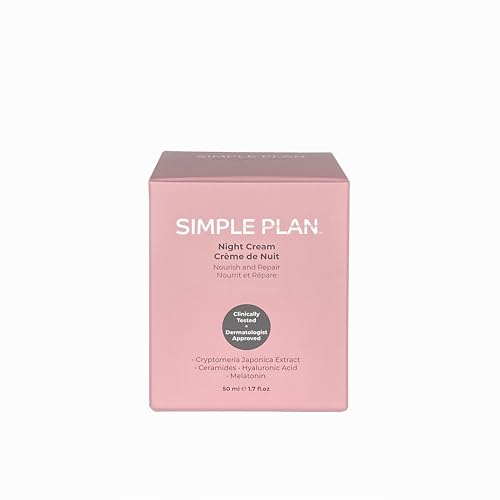Image of Simple Plan Hydrating Night Cream with Ceramides & Hyaluronic Acid, Anti-Aging Face Moisturizer for Dry & Sensitive Skin, Nourishing Overnight Face Cream for Women & Men, 50 ml