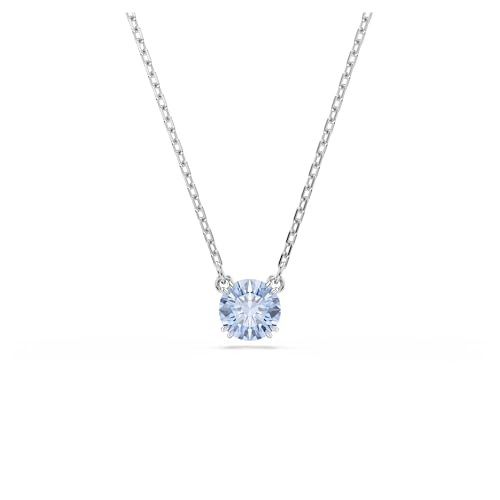 Swarovski Stilla Halskette, Blaue, Rhodinierte Damenhalskette mit Anhänger und Strahlenden Kristallen im Rundschliff