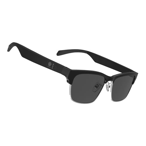 Smart Sunglasses Blue Light Filter & Polarized Lenses,Open Ear Sound with Mic & Speakers, Voice Assistant Bluetooth Audio Glasses for Men Women, 6 Hours Battery, 1.0 Count (Silver)β¦ Ky02s-sl