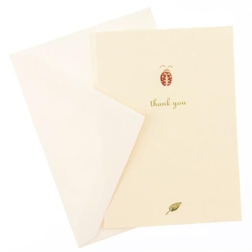 Image of Graphique Ladybug La Petite Presse Boxed Notecards - 10 Embossed and Embellished Gold Foil Ladybug inchThank You inch Notes with Matching Envelopes, 3.25 inch x 4.75 inch