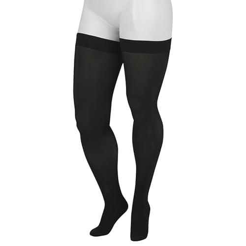 Image of Juzo Basic 4412 Thigh-High Compression Stocking 30-40 mmHg Closed Toe Short | Silicone border, quality medical compression stockings for men and women, seamless, durable, comfortable fit, easy care