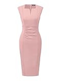 Allegra K Women's Sheath Dress Pencil Work Sleeveless Professional Office Dresses Small Pink