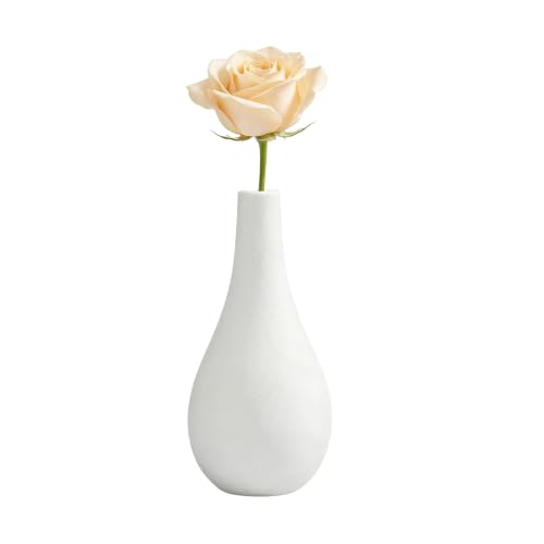 Vaso da fiori in ceramica bianca da 16,5 cm, a collo stretto, per centrotavola, festa di nozze, decorazione per la casa