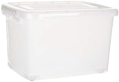 NOW & ZEN Pack of 3 (15L, 35L, 50L) Large Plastic Containers Set Multipurpose Stackable Storage Boxes with Lid, Handles, & Wheels | Heavy Duty, Semi-Transparent