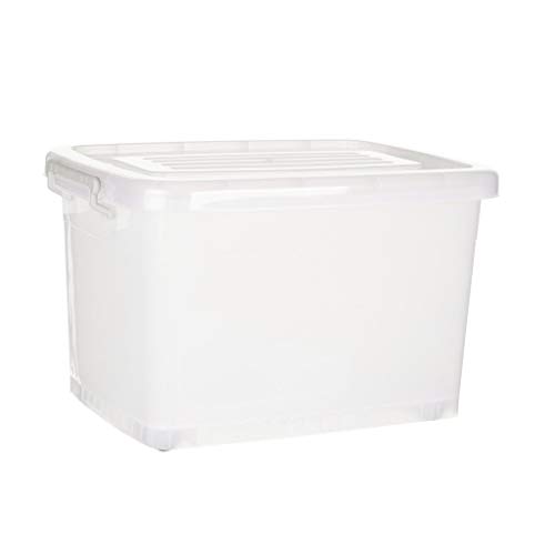 NOW & ZEN Pack of 3 (15L, 35L, 50L) Large Plastic Containers Set Multipurpose Stackable Storage Boxes with Lid, Handles, & Wheels | Heavy Duty, Semi-Transparent