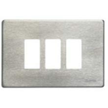 Plaque murale 3 modules Bticino en aluminium argenté pour installation électrique
