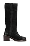 Frye Kate Pull On 14” Leather Boots for Women - Riding Boots with 2” Heel, Leather Lining, Intricate Stitching, Cushioned Footbed, and Rubber Outsole, Black - Wp Waxed Velour - 8 M