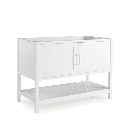 Image of Alaterre Furniture Bennet Bathroom Vanity Without Sink - 48 inch Freestanding Wood Vanity Cabinet with Soft-Close Shaker Doors - Wood Bathroom Sink Base Cabinet (White)
