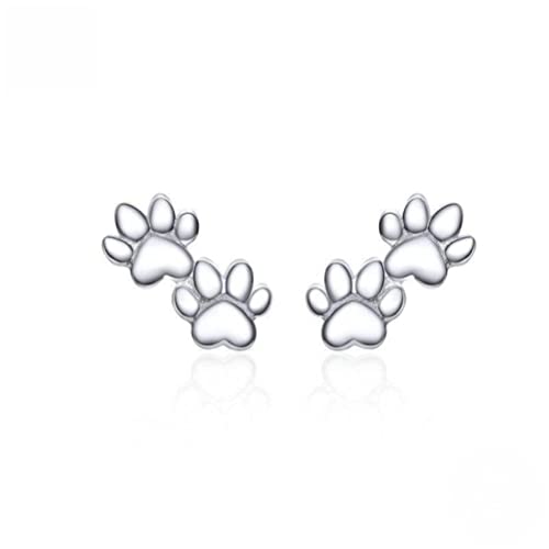 SIWAN Boucles D'Oreilles en Argent Sterling S925 Empreinte de Patte de Chat Boucles D'Oreilles en Argent Sterling Femme Accessoires D'Oreille D'Été Pour Femmesargent