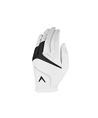 Callaway Golf Weather Spann Glove (Worn on Left Hand, Cadet (Short Fingers), Medium, White (2-Pack))