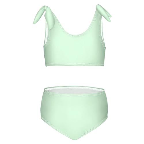 Image of Girls Tankini Swimsuit Bathing Suit Two Piece Bikini Summer Beach Swimwear with Adjustable Strap 3-12 Years Solid Color