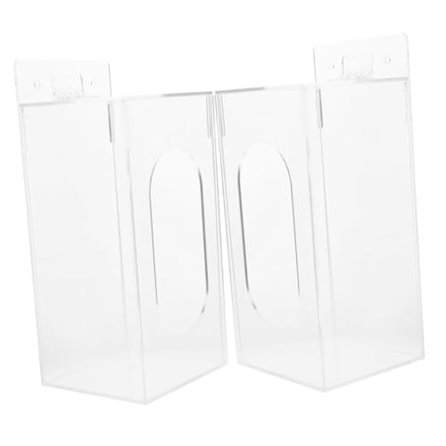 OFFIGAM 2個透明アクリル製グローブホルダー 壁掛け設置可能 収納ケース あけ不要 ポータブルマスク ナプキンディスペンサー 多用途テーブル