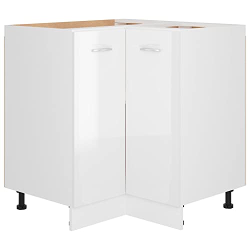 vidaXL Mobile Angolare Bianco Lucido 75,5x75,5x81,5 cm Multistrato