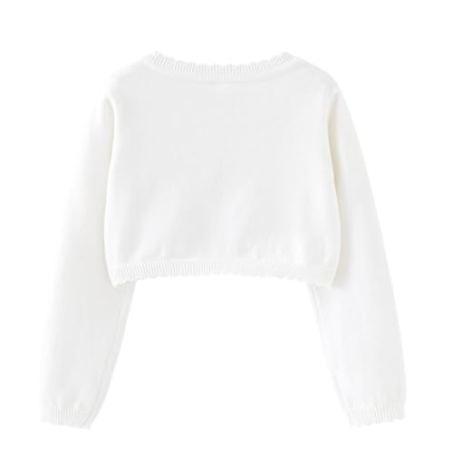 Image of Miipat Toddler Girls Cardigan Long Sleeve Bolero Shrug Kids Knit Sweater Cover Up Button Closure Cropped Tops