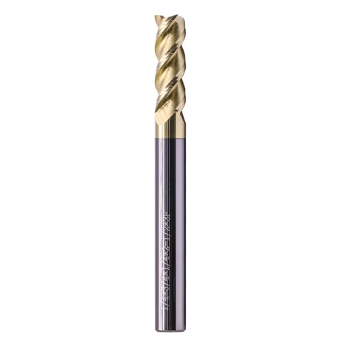Image of 1 /4 inch 3 Flute 45 Solid Carbide Square End Mill for Aluminum, ZrN Coated | 45 Helix, 1 /4 inch Cutting Dia, 1 /4 inch Shank Dia, 3 /4 inch Length of Cut, 2-1 /2 inch Overall Length, for Milling Aluminum and Copper