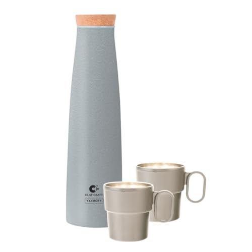 Image of Clay Craft Vacbott Crest Combo Set Single Walled Non Insulated Water Bottle, 900ml, with Single Walled Victor Mug Set of 2 (Grey) Steel Bottles for School, Office, Home, Gym, Leakproof, Rust Free