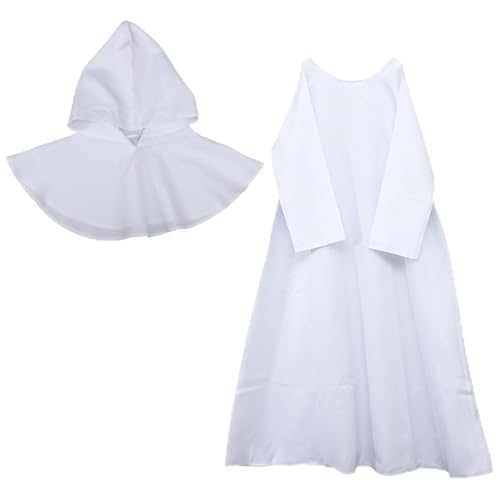 Robe de Moine Médiévale à Capuche Blanche Taille L pour Halloween