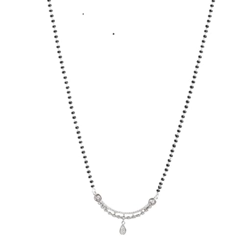 ZAVYA 925 Sterling Silver Cubic Zirconia CZ Designer Arc with Circular Drop Rhodium Plated Mangalsutra | Gift for Women | With Certificate of Authenticity and 925 Hallmark (B0CMDBZK2J) Amazon Price History, Amazon Price Tracker