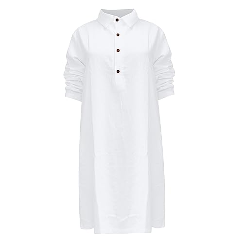 Robe en coton lâche et respirante avec col à revers chic - 4