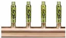 2" Copper Manifold w/ 3/4" PEX Press Shutoff Valves - 12 Outlets