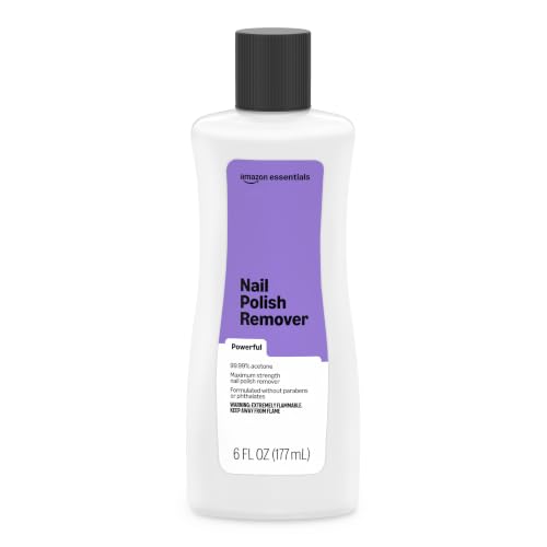 Image of Amazon Essentials Nail Polish Remover, 99.99% Acetone, Maximum Strength, Formulated without Parabens or Phthalates, 6 Fl Oz