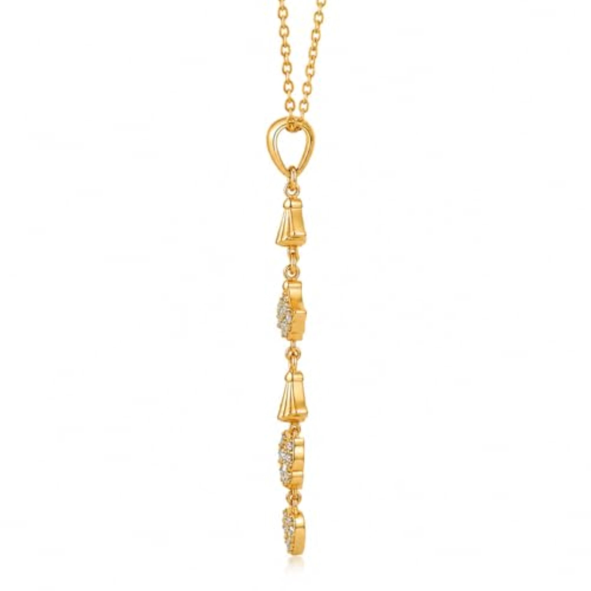 Women's Gold Plated Long Drop American Diamond Pendant