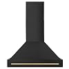 ZLINE 36 Black Stainless Steel Range Hood with Champagne Bronze Handle (BS655Z-36-CB)