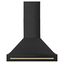 ZLINE 36" Black Stainless Steel Range Hood with Champagne Bronze Handle BS655Z-36-CB