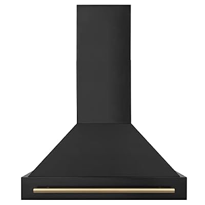 ZLINE 36 Black Stainless Steel Range Hood with Champagne Bronze Handle (BS655Z-36-CB)