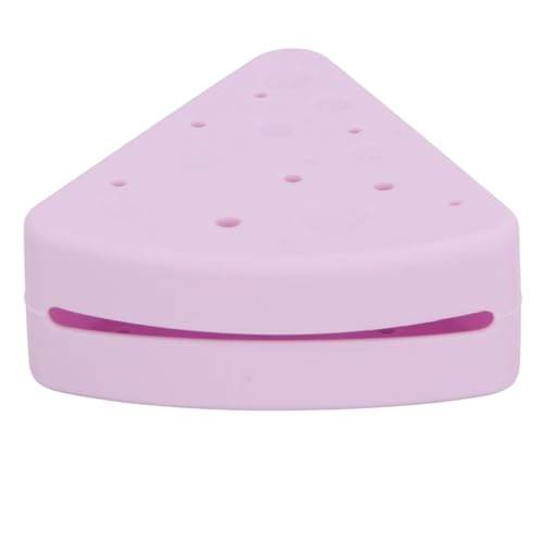 Powder Puff Case, Silicone Triangle Powder Puff Storage Box Smooth Closing Convenient for Home Travel (Light Purple) - Image 4