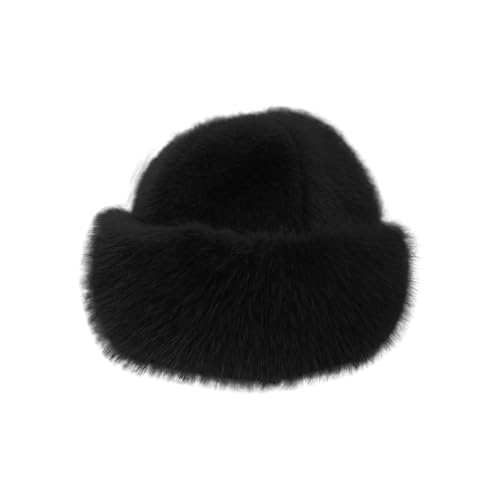 RACXBO Pelzmütze Damen Mit Kunstfuchs-Bommel，Weiche Plüsch Wintermütze Für Damen，Warme Russische Mütze Für Skifahren, Reisen & Outdoor