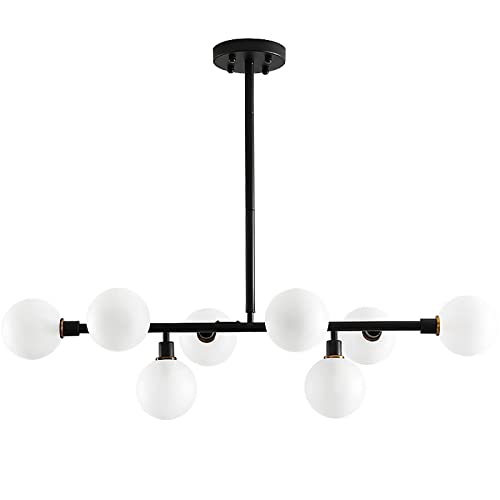 LJYKBFL Lámpara de araña Moderna con Forma de Globo Esmerilado de 8 Luces: iluminación para Isla de Cocina y Comedor con Opciones de suspensión Ajustables