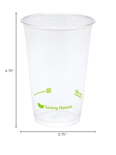Image of Restaurantware Plastic Drinking Cups 1000 Count of 16 Ounce Clear Plastic Cold Cups, PLA, Sustainable, Freezer-safe, For Cold Beverages, Parties, and Catering Events