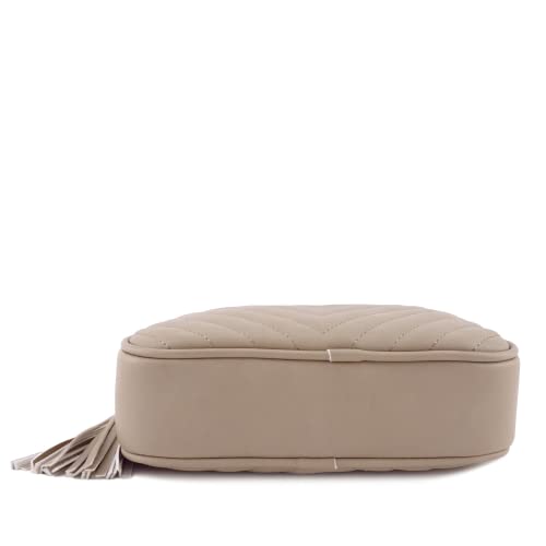 Image of Simple Shoulder Crossbody Bag With Metal Chain Strap And Tassel Top Zipper