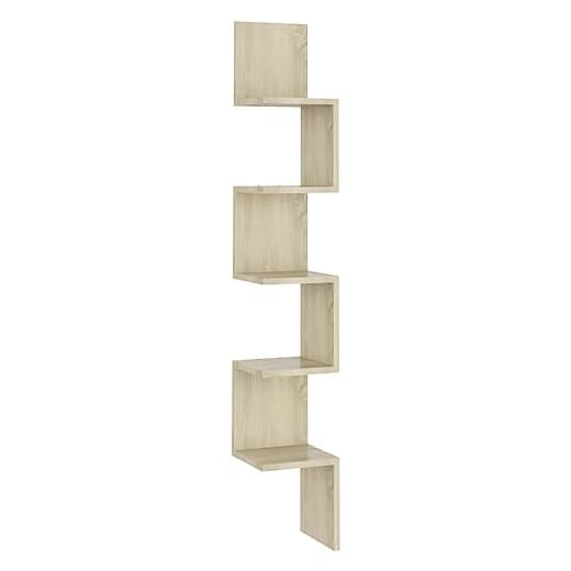 vidaXL Wand Eckregal Bücherregal Wandregal Hängeregal Regal Küchenregal Schweberegal Dekoregal Wohnzimmer Sonoma-Eiche 20x20x127,5cm Holzwerkstoff