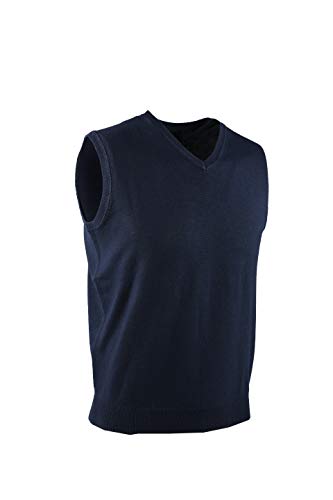 0003Voray Ga Chaleco Básico de Punto Cuello Pico (Negro, XXXL)