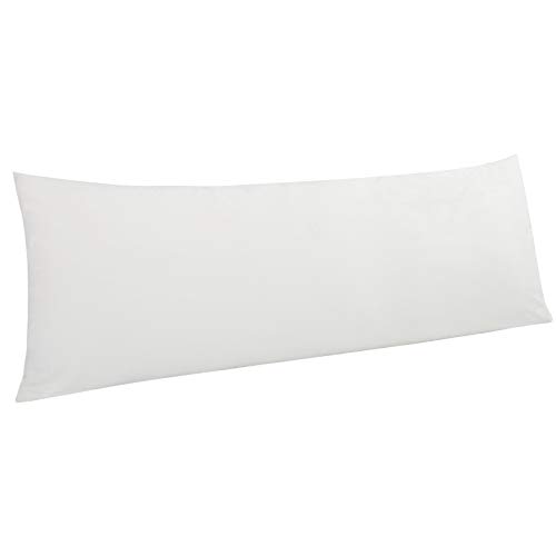 Image of NTBAY 1 Pack Zippered Velvet Body Pillow Cover, Super Soft and Cozy Luxury Fuzzy Flannel 20x54 Long Pillowcase with Zipper, 20x54 Inches, White