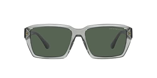 Emporio Armani EA4186 Sunglasses, Shiny Transparent Green/Dark Green, 58 mm