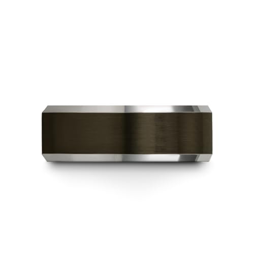 Tungsten Carbide Wedding Band Ring 8mm 6mm for Men Women Blue Black Gunmetal Interior with Beveled Edge Brushed Polished Personalized Custom Engraving Anniversary Engagement3