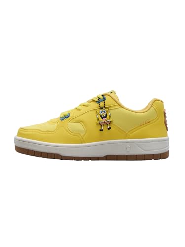 Image of The Souled Store Spongebob: Under The Sea Women and Girls Lace Up Yellow Cartoon Inspired Low Top Sneakers