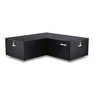 Awnic Abdeckung für Lounge Sofa L-Form Outdoor Rattansofa Abdeckung Schutzhülle für Garten Sofa Wasserdicht 420D Polyester 254x254x85x71cm