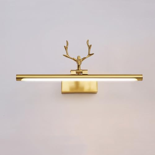 Lámparas de tocador de baño doradas sobre espejo, lámpara de baño LED, apliques de baño con atenuación de tres colores, iluminación de pared, accesorios de iluminación de baño giratorios de 350 °